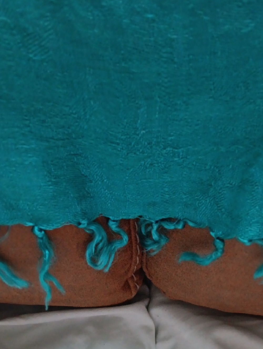 Teal Fringe Wrap Scarf - Versatile Women’s Accessory.From The 1960s! - Picture 5 of 7